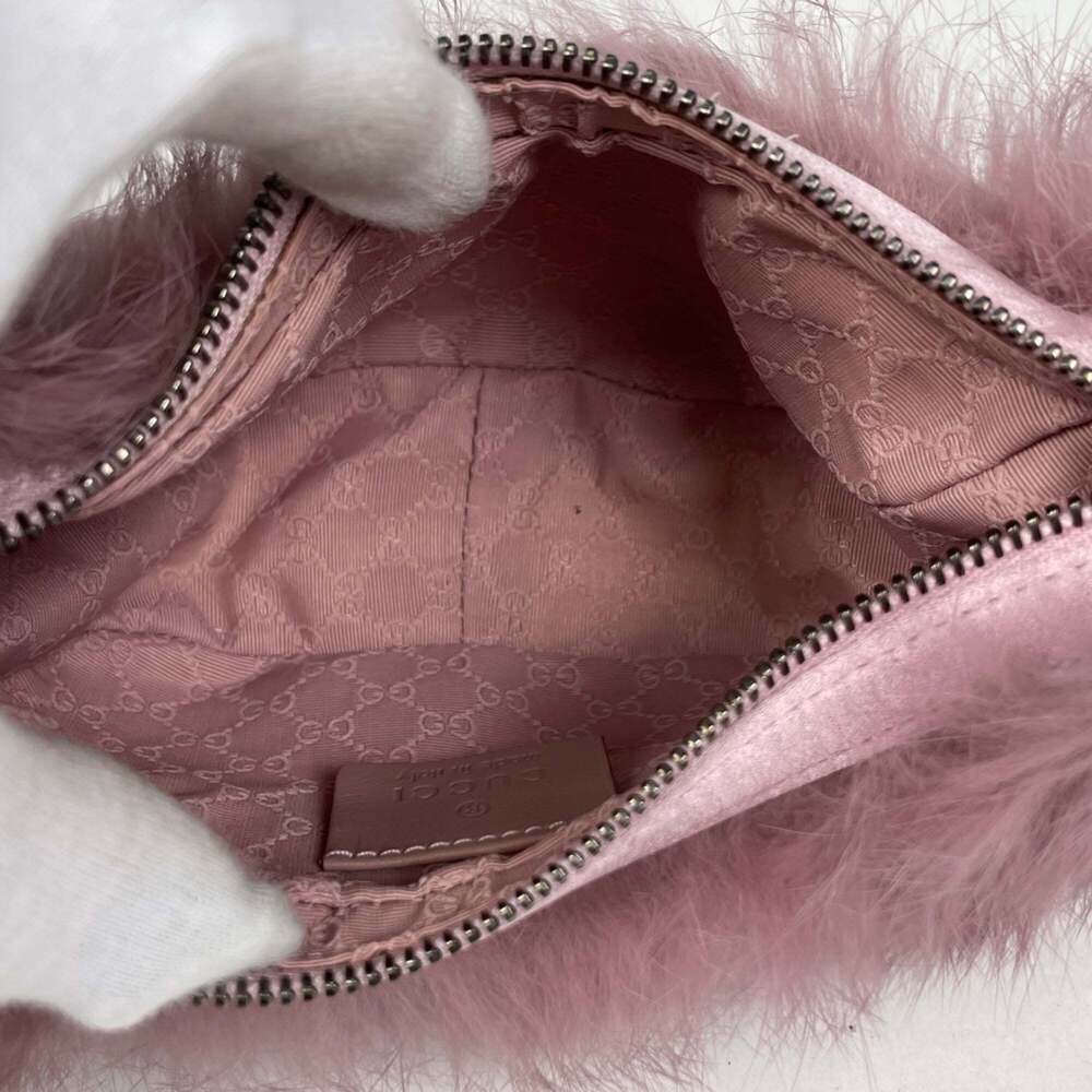 Gucci Logo Handbag Pouch with Fur, Pink, 0050849, Women's - Picture 6 of 7